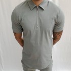 Slim-fit solid color short-sleeved polo shirt