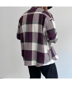 Square Check Texture Shirt Jacket