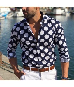 Polka dot printed long sleeve shirt