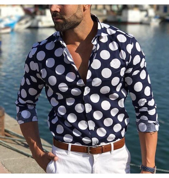 Polka dot printed long sleeve shirt