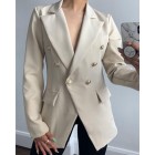 Women's Fashion Elegant Long Sleeves Slim Button Solid Color Long Coat Small Suit