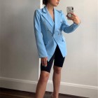 Women's Fashion Elegant Long Sleeves Slim Button Solid Color Long Coat Small Suit