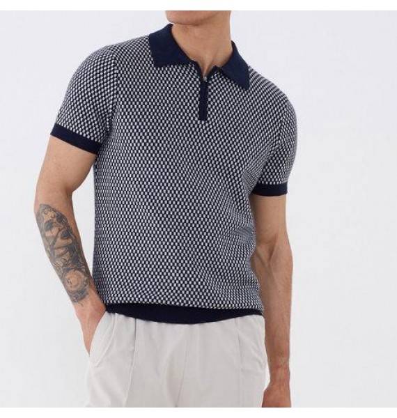 Small pid texture polo shirt