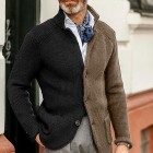 Men's Fashion Business Stand Colr Long Sleeve Knit Cardigan