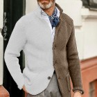 Men's Fashion Business Stand Colr Long Sleeve Knit Cardigan