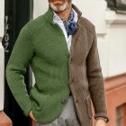 Men's Fashion Business Stand Colr Long Sleeve Knit Cardigan