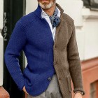 Men's Fashion Business Stand Colr Long Sleeve Knit Cardigan