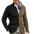 Men's Fashion Business Stand Colr Long Sleeve Knit Cardigan