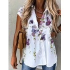 Casual Loose Butterfly Print Short Sleeve Blouse