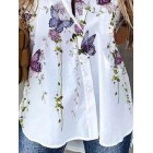 Casual Loose Butterfly Print Short Sleeve Blouse