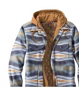 Men's Casual Ethnic Style Printed Jacket Hooded Fake Two Jackets