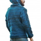 Men's Warm Hippie Teal Grey Double Knitted Cardigan