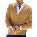 Men's V-Neck Warm Knit Solid Color Long Sleeve Sweater