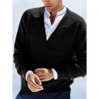 Men's V-Neck Warm Knit Solid Color Long Sleeve Sweater