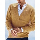 Men's V-Neck Warm Knit Solid Color Long Sleeve Sweater