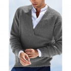 Men's V-Neck Warm Knit Solid Color Long Sleeve Sweater