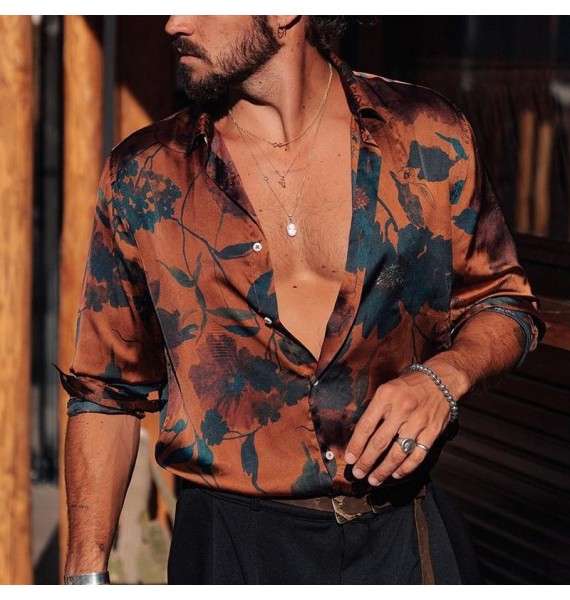 Fashion Silk Fabric Printed Shirt