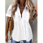 Casual Loose Solid Color Cardigan Short Sleeve Blouse