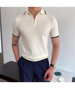 Fashion Casual Men's Zipper Polo Shirt