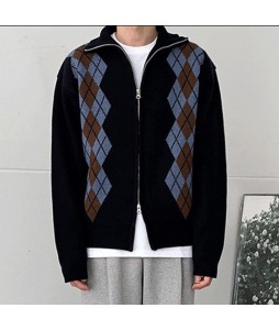 Men's Elegant Pid pel Knit Zip Cardigan