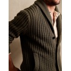 Men's  Everyday Dark Green Wool Striped Jacket