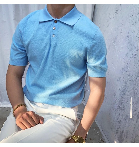 Gentleman Comfortable Pin Casual Polo Shirt