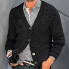 Men's Casual Solid Color Button pel Knit Cardigan