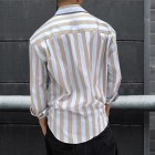 Men's Candy Striped Loose Casual Workwear Style Short Sleeve Shirt