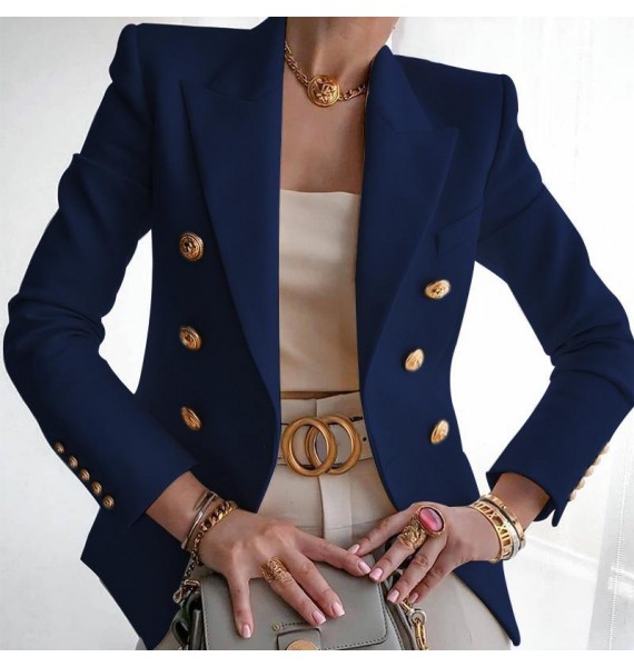 Fashion Solid Button Suit Jacket