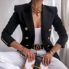 Fashion Solid Button Suit Jacket