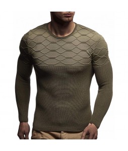 Men's Casual Solid Color Round Neck Pullover Sweater