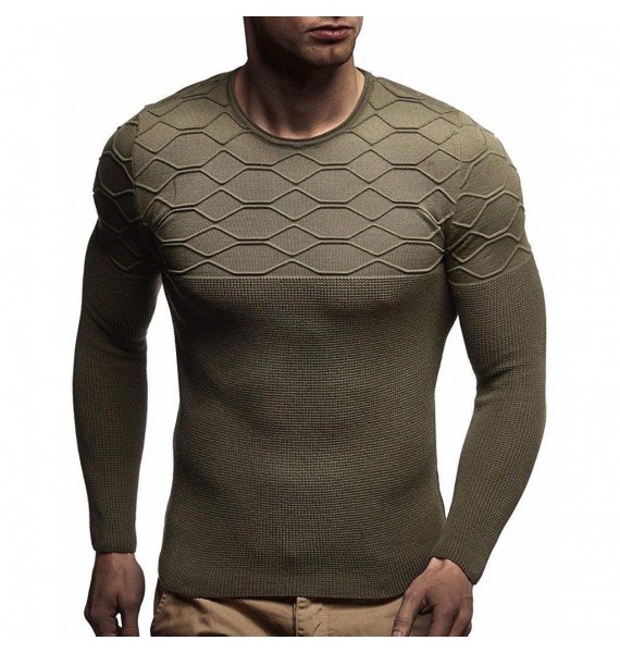 Men's Casual Solid Color Round Neck Pullover Sweater