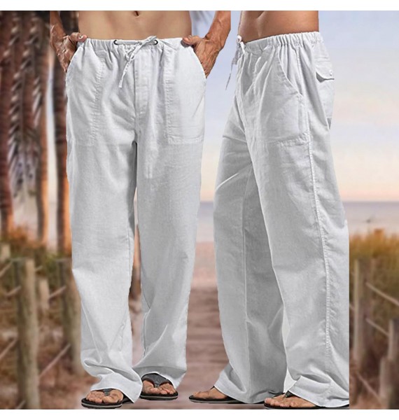 Holiday Cotton Linen Casual Trousers Men