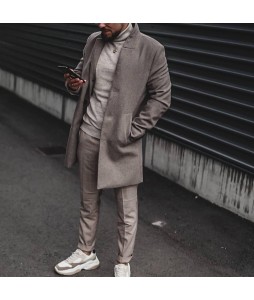 Street Style pel Single-breasted Coat