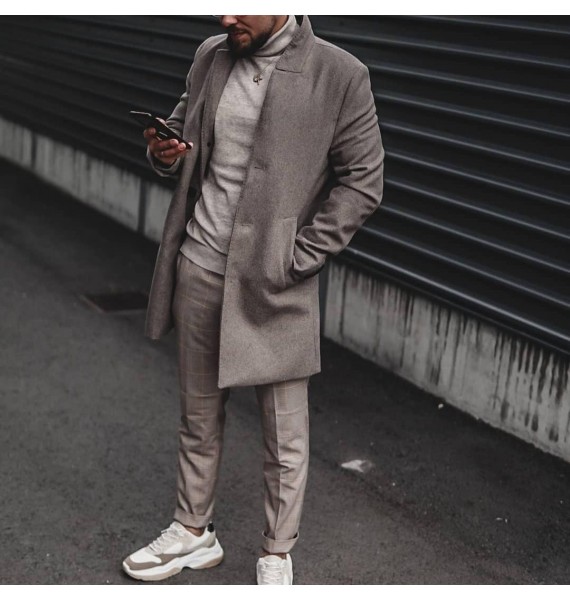 Street Style pel Single-breasted Coat