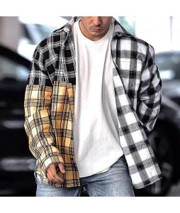 Men's fashion casual stitching pid shirt