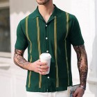 Men's Casual  Striped Knit Polo Shirt