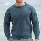 Men's Cssic Pullover Blue Low Neck Sweater