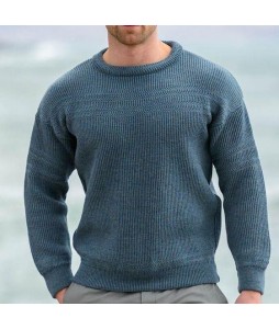 Men's Cssic Pullover Blue Low Neck Sweater