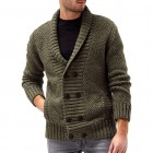 Men's Solid Color pel Double Breasted Long Sleeve Knit Cardigan