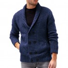 Men's Solid Color pel Double Breasted Long Sleeve Knit Cardigan