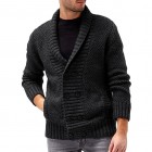 Men's Solid Color pel Double Breasted Long Sleeve Knit Cardigan