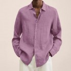 Men's Casual Long Sleeve Cotton Linen Shirt