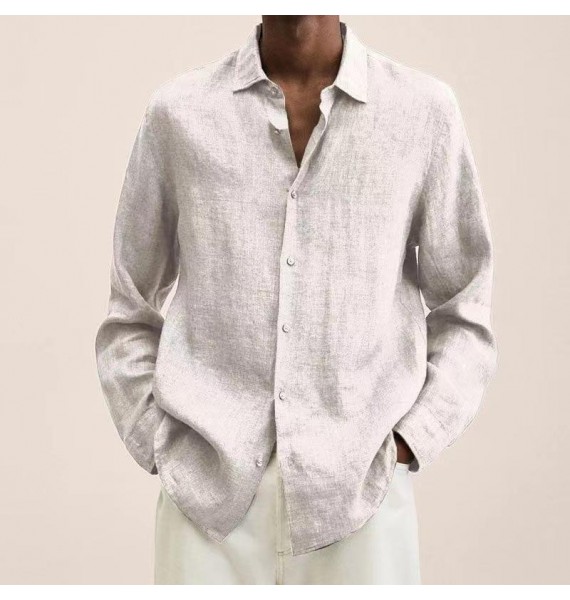 Men's Casual Long Sleeve Cotton Linen Shirt