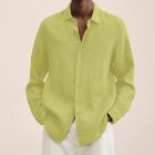 Men's Casual Long Sleeve Cotton Linen Shirt