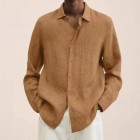 Men's Casual Long Sleeve Cotton Linen Shirt