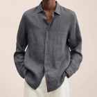 Men's Casual Long Sleeve Cotton Linen Shirt