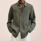 Men's Casual Long Sleeve Cotton Linen Shirt