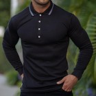 Cssic Bck Ribbed Polo Shirt Long Sleeves