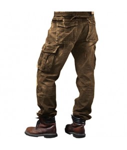 Men's  Cotton Washed Multi-pocket Tactical Cargo Pants